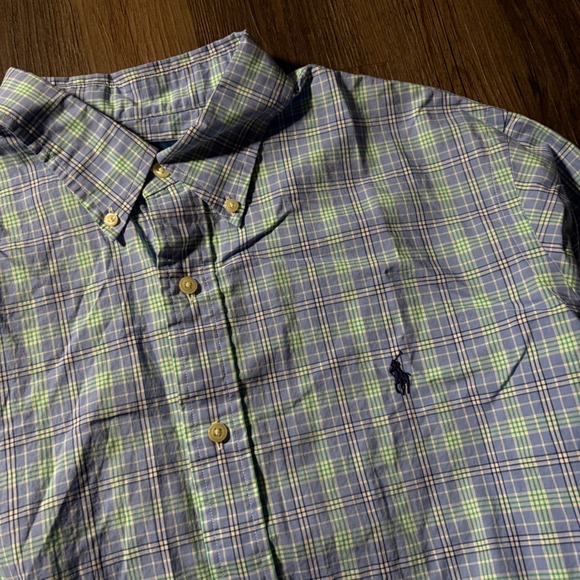 Ralph Lauren Men's Long Sleeve Plaid Button Down Shirt Blue Green Size L - Picture 4 of 5